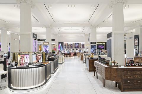 Products on display at Selfridges beauty hall, London